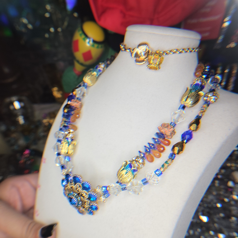Artisan Statement Asian STYLE STONE & Crystal Necklace - Picture 3 of 13